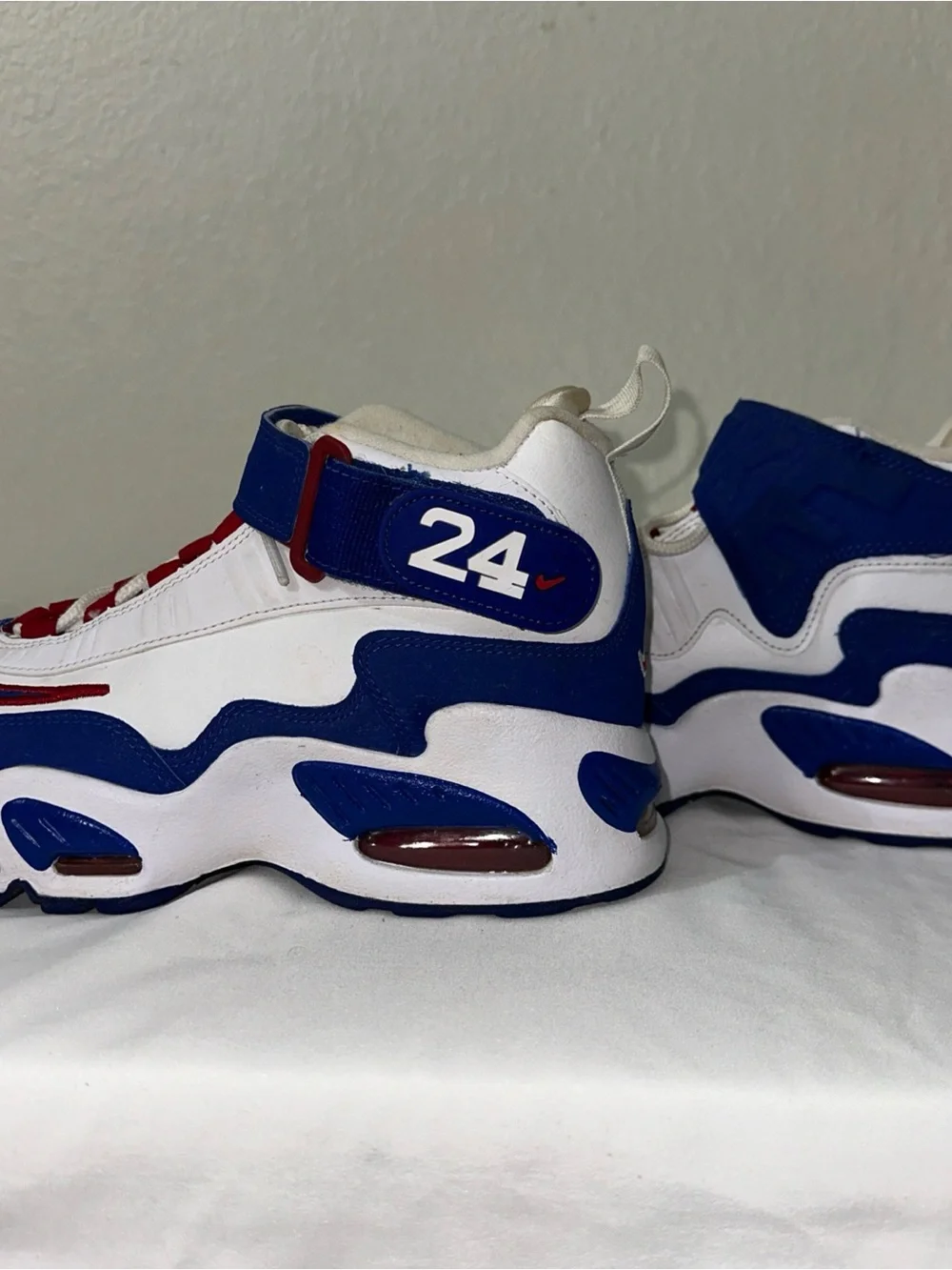 Nike Kids White, Blue & Red Retro Strap High-Tops